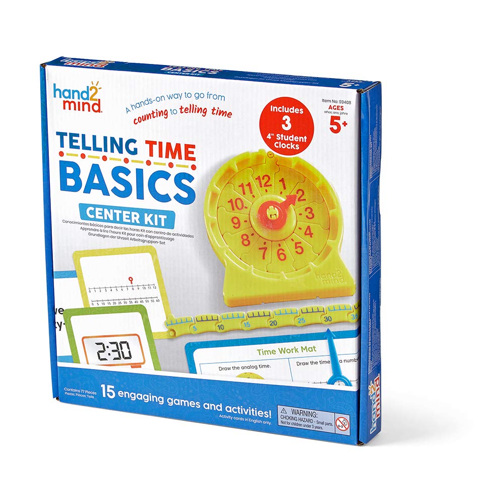 hand2mind Telling Time Basics Center Kit, NumberLine Learn to Tell Time Activity Set, Telling Time Teaching Clock Activities, An