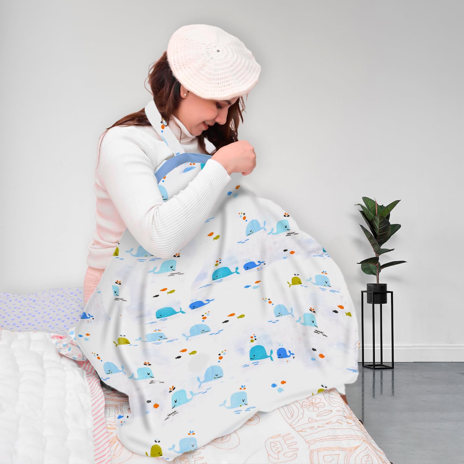 MomS Home Organic Cotton Muslin Nursing Cover For Breastfeeding Apron | Flamingo, Multicolor, Count 1