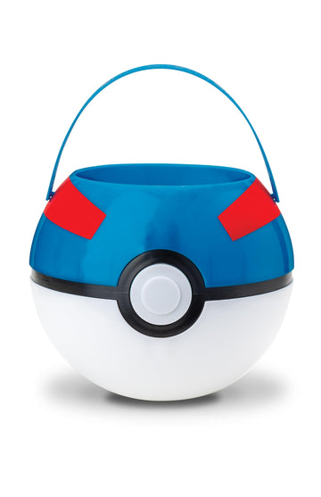 Disguise Pokemon Great Ball Treat Pail, Official Candy Bucket Costume Accessory for Kids & D  cor, 6.5x7.5x7.5 inches