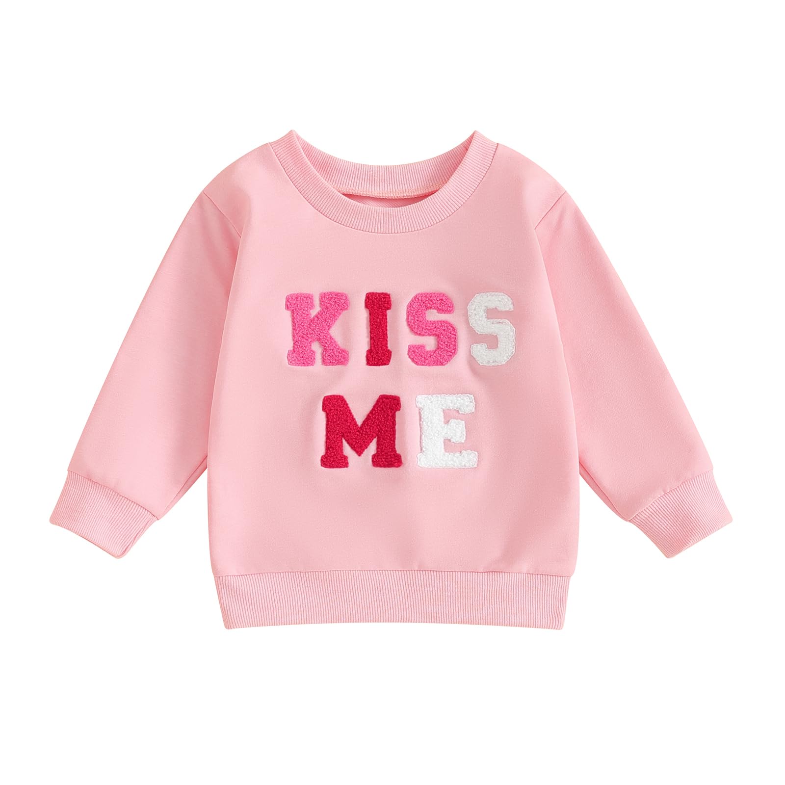 Socutebabe Toddler Girl Valentines Outfit Kiss Me Shirts Crewneck Sweatshirt Pullover Tops Infant Baby Spring Clothes (Kiss Me P