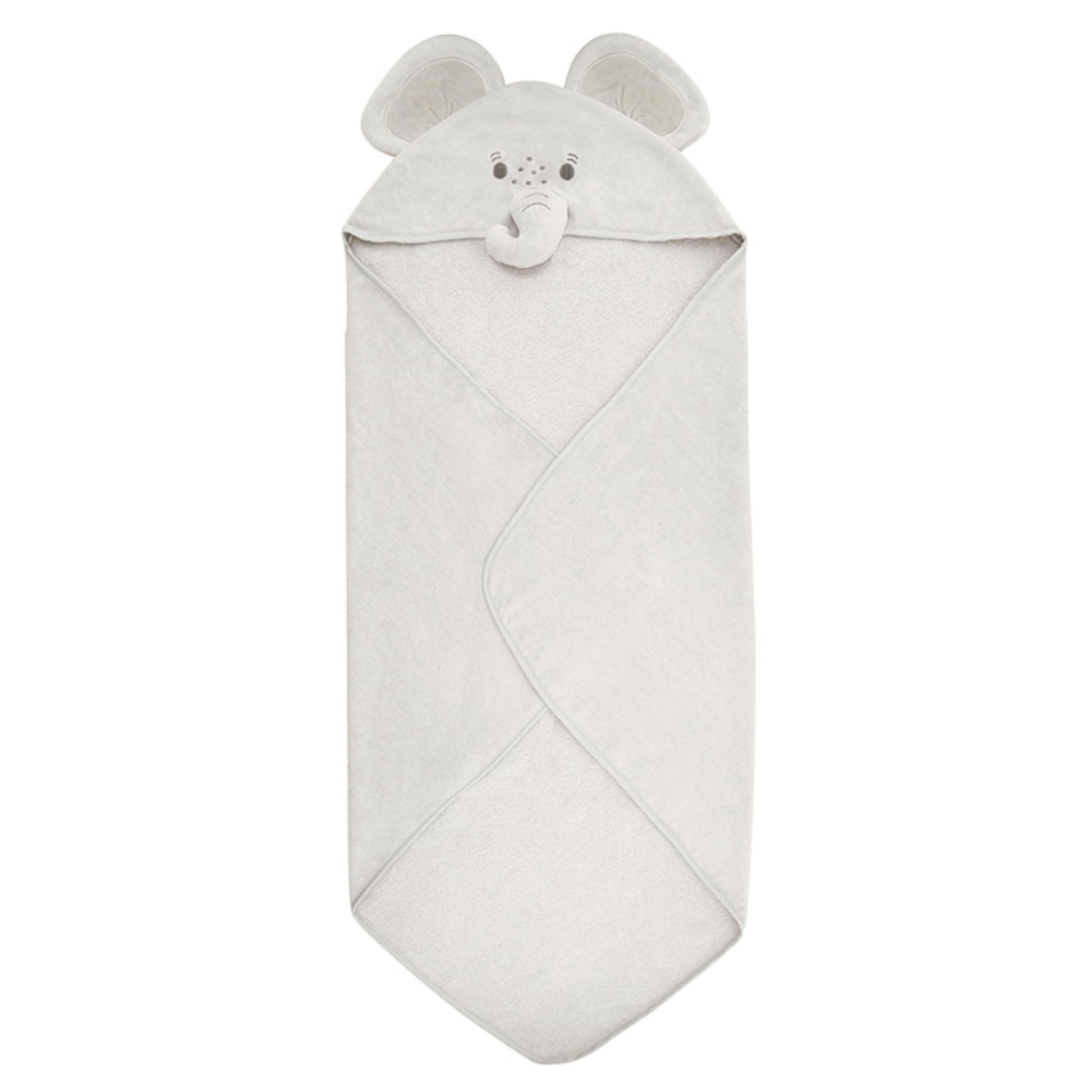 Stephan Baby Hooded Towel - 100% Cotton with Fun Animal Design for Infants and Toddlers, 31 Square, Elephant Grey