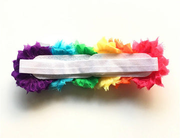 Baby Girls Rainbow Flower Headband Hair Band Accessories Ts-Fd03 (Unedged Chiffon Headband)