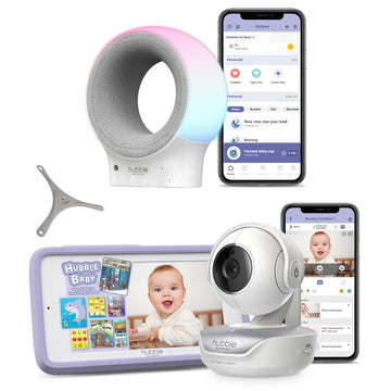 Hubble Connected Eclipse Sound Machine And Nursery Pal Touch Bundle; 5' Smart Wifi Baby Monitor W/Camera & Audio; Flexible Wall