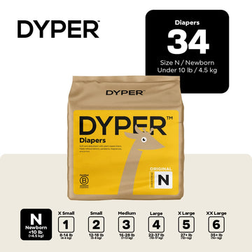 Dyper Baby Diapers Size Newborn | Honest Ingredients | Cloth Alternative | Day & Overnight | Made With Plant-Based* Materials |
