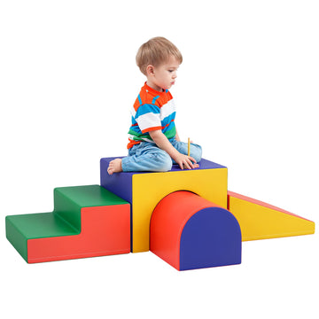 Qaba Climbing Toys for Toddlers and Children, Easy-to-Clean 4 Piece Soft & Safe Kids Foam Play Set for Crawling or Sliding, Asso