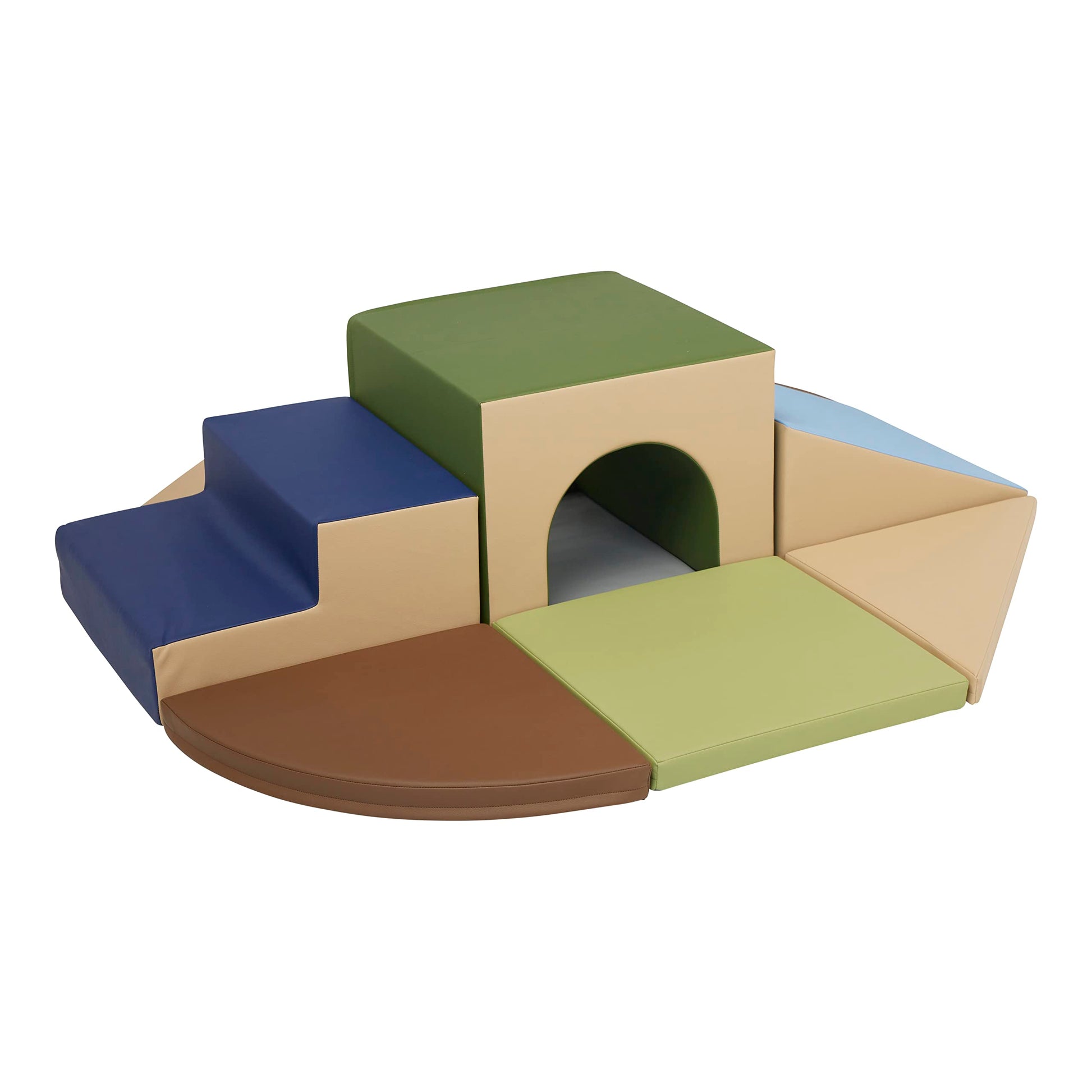 Ecr4Kids Softzone Lincoln Tunnel Climber, Toddler Playset, Earthtone, 9-Piece