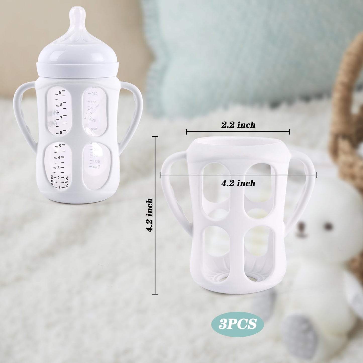 3 Pack Baby Bottle Handles For Philips Avent Natural Baby Bottles, Baby Bottle Holder With Easy Grip Handles
