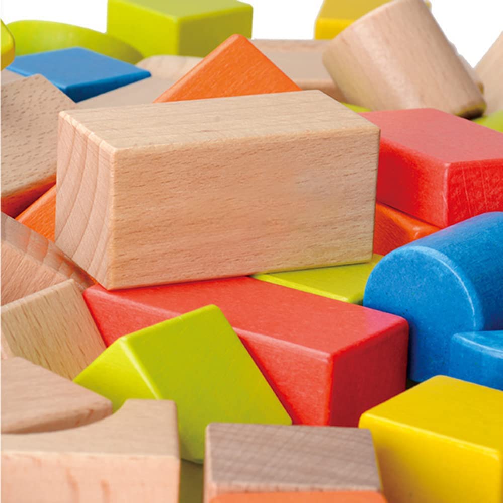 Wooden Building Blocks Set - Stacker Stacking Preschool Learning Educational Toys with Carrying Bag, Toddler Toys for 3+ Year Ol