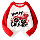 Toddler Boy Valentines Day Shirt Boys Girls Monster Truck Long Sleeve Raglan Kids Shirts For Valentines Red Tops 3T