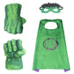 Aotleanno Plush Hands Fists Costume With Green Cape And Eye-Mask - Complete Set Of Punching Gloves Accessories For Kids - Comfor
