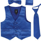 Royal Blue Infant Boys 4 Piece Formal Satin Vest Set Zipper Tie Bowtie Hanky 6-12 Months