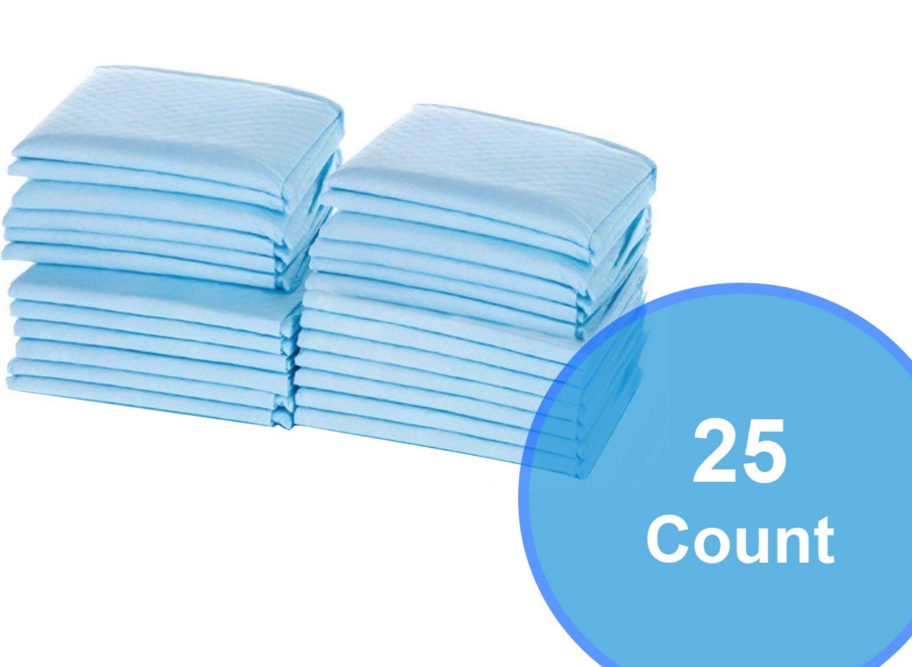 Disposable Baby Changing Pad Liner - 25 Count (24 X 17 Inch) - Soft Disposable Blue Hospital Underpad - Waterproof And Absorbent