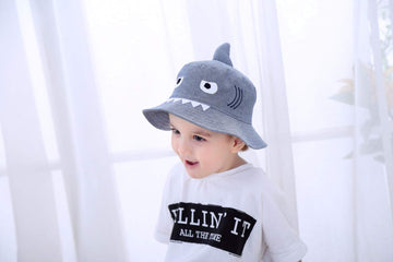 Shark Sun Hat For Kids Toddler Little Summer Bucket Hat Fisherman Play Cap For Boy Girl Grey