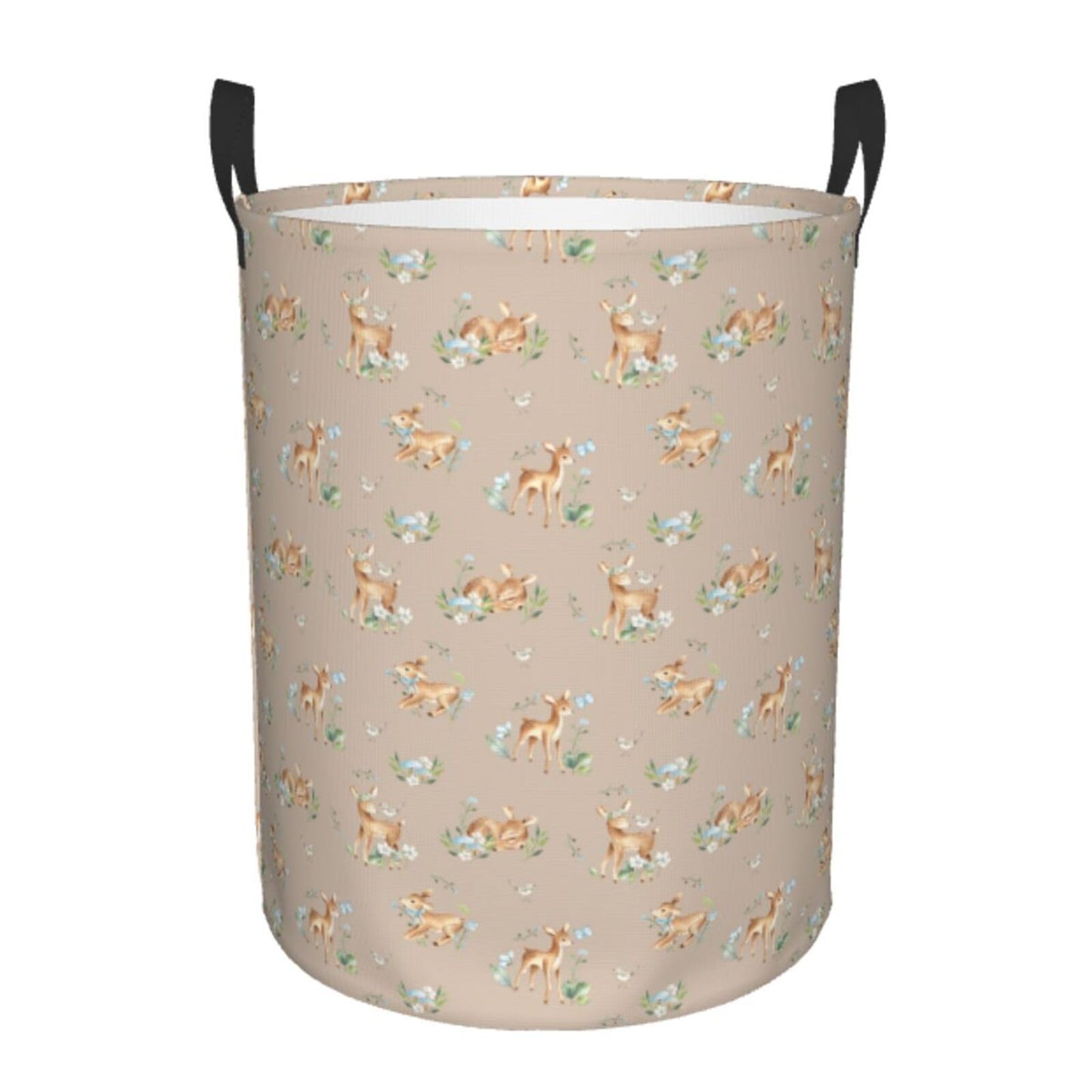 Gbuzozie Watercolor Baby Deers Animal Round Laundry Hamper Storage Basket Toys Clothes Organizer Bin For Home Bathroom Bedroom D