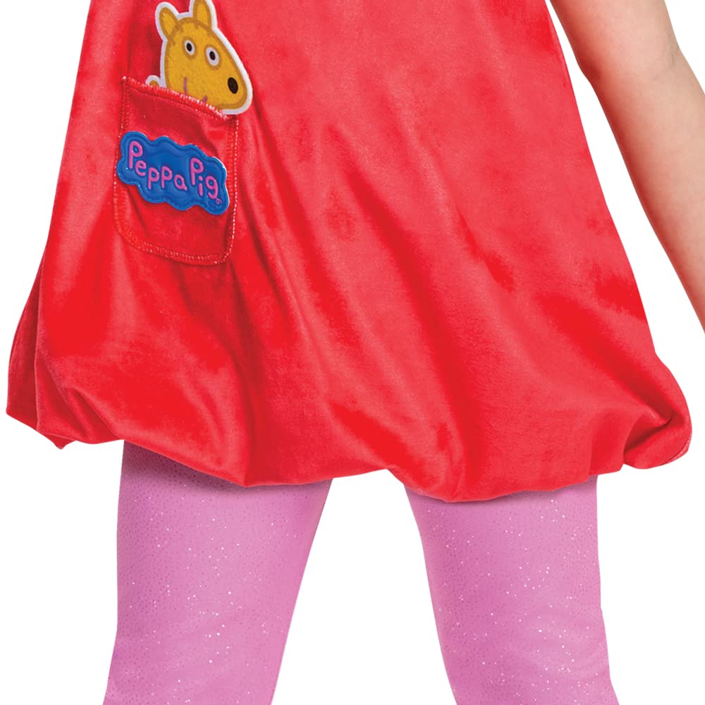 Disguise Peppa Pig Costume For Girls, Deluxe Official Nick Jr Character Jumpsuit Dress And Laplander Peppa Hat, Toddler Size Med