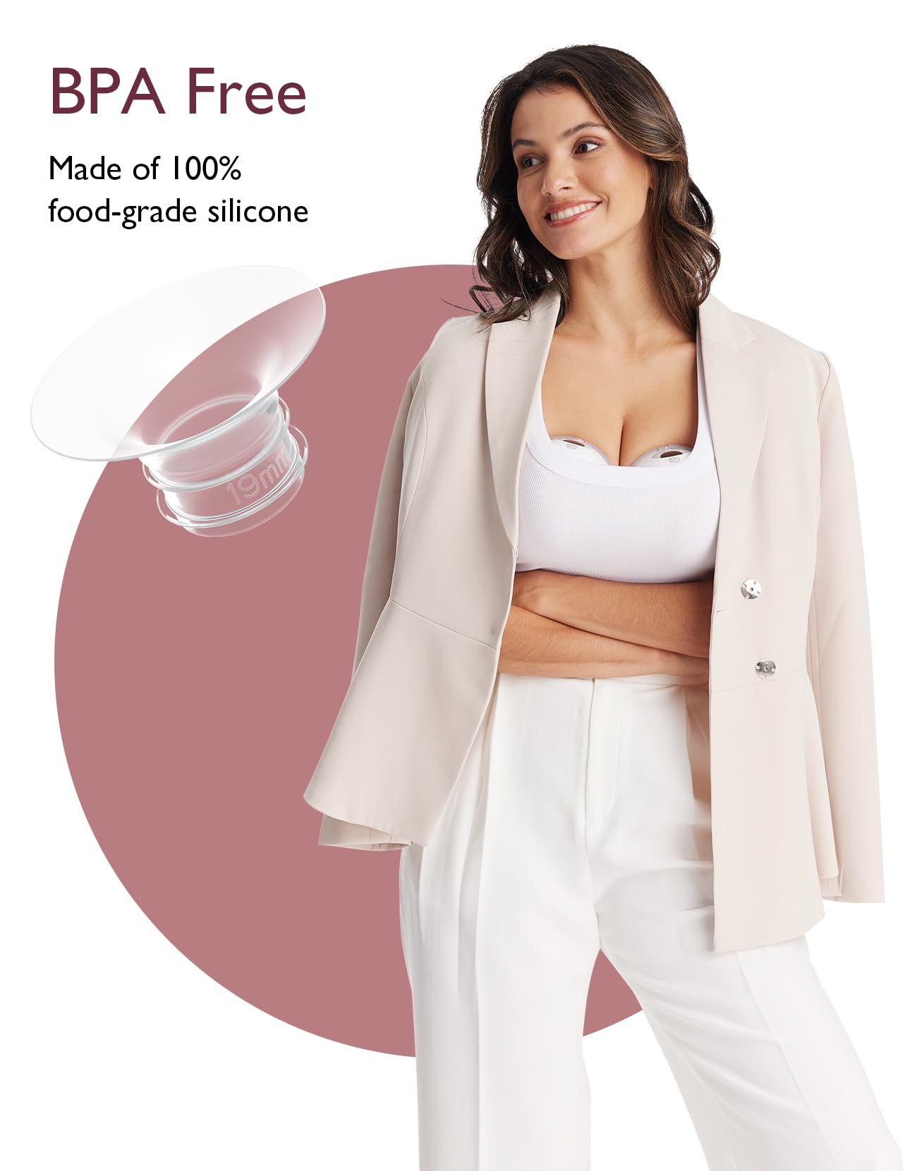 Momcozy Flange Insert 19Mm Compatible With Momcozy M5. Original M5 Breast Pump Replacement Accessories, 1Pc (19Mm)