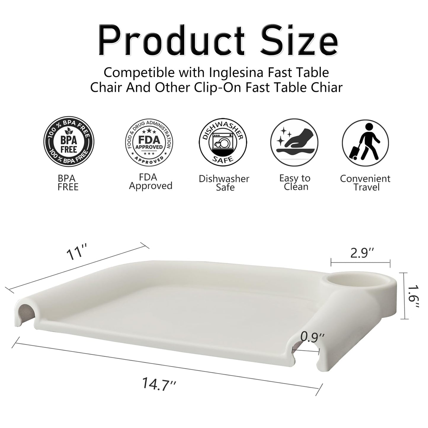 Baby Dining Tray Compatible With Inglesina Fast Table Chair Silicone Baby Feeding Tray For Clip-On Fast Table Chair Dishwasher S