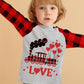 Valentine'S Day Kids Raglan Long Sleeve Shirt Train Buffalo Red Plaid Shirt Boys T-Shirts 2T
