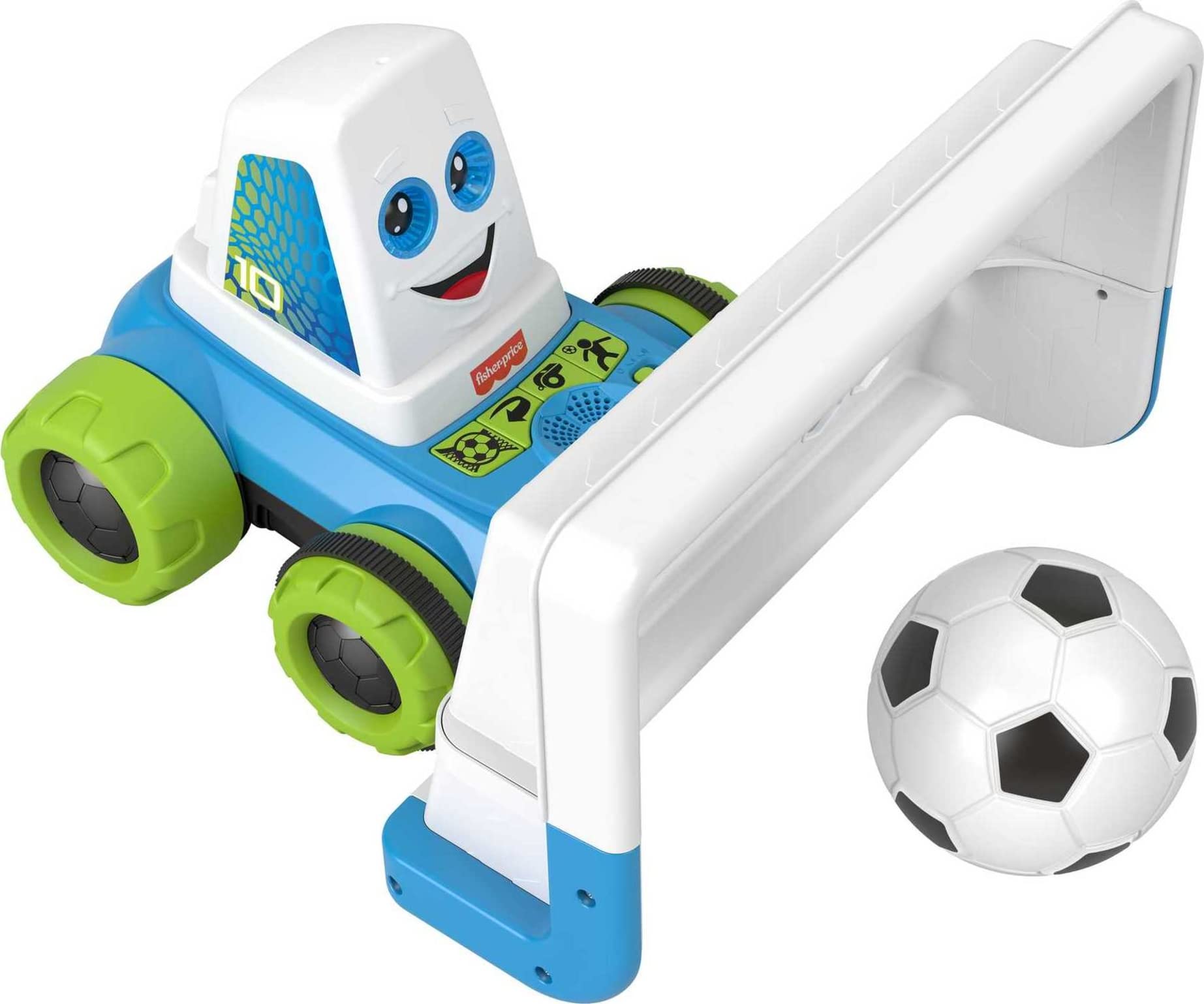 Fisher-Price Preschool Toy Goaldozer Electronic Soccer Game with Net Lights Sounds & Motorized Motion for Sports Play Kids Ages 