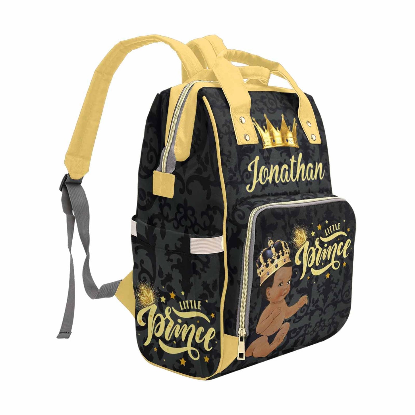 M Yescustom Personalized Name Diaper Bag Backpack, Black Crown Diaper Baby Bags For Mom & Dad, Portable Travel Back Pack Baby Sh