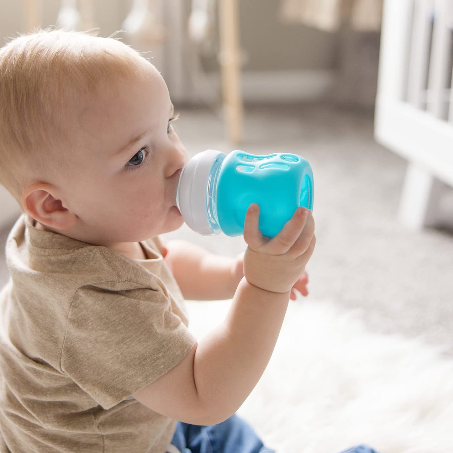 Olababy Silicone Sleeve For Avent Natural Glass Baby Bottles (4 Oz, Translucent)
