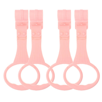 Safigle 4Pcs Pull Up Rings Standing Walker Crib Tool Ring Playpen Crib Hook Help Stand Up Walking Training Tool For Newborn Pink