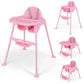 BABY JOY Baby High Chair, 4 in 1 Convertible Highchair with Adjustable Legs & Footrest, Removable Tray, Safety Harness, Infant F