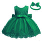 Little Girls Christmas Embroidery Lace Dresses Princess Easter Halloween Wedding Formal Event Dress(Green,120) 5-6 Years