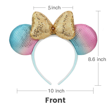 Rcjera Minnie Sequin Mouse Ears Headband For Women Girls Boys, Sequin Bow Headbands Classic Glitter Party Princess Decoration Co