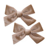 Vintage Velvet Bow Hair Clips for Baby Girl Kids Women Fall Velvet Christmas Hair Bows Barrettes Accessories (2 pcs Tan)