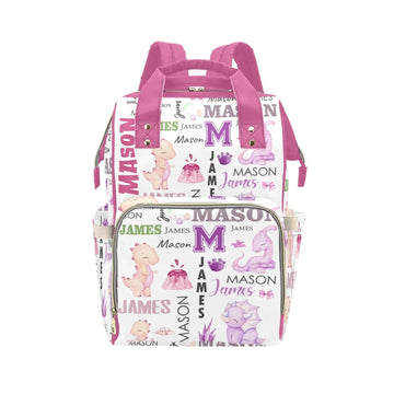 Personalized Diaper Bag Backpack for Women, Custom Name Nursing Mommy Daypack, Diaper Bag for Boys Girls, New Mom Gifts (Dinosau