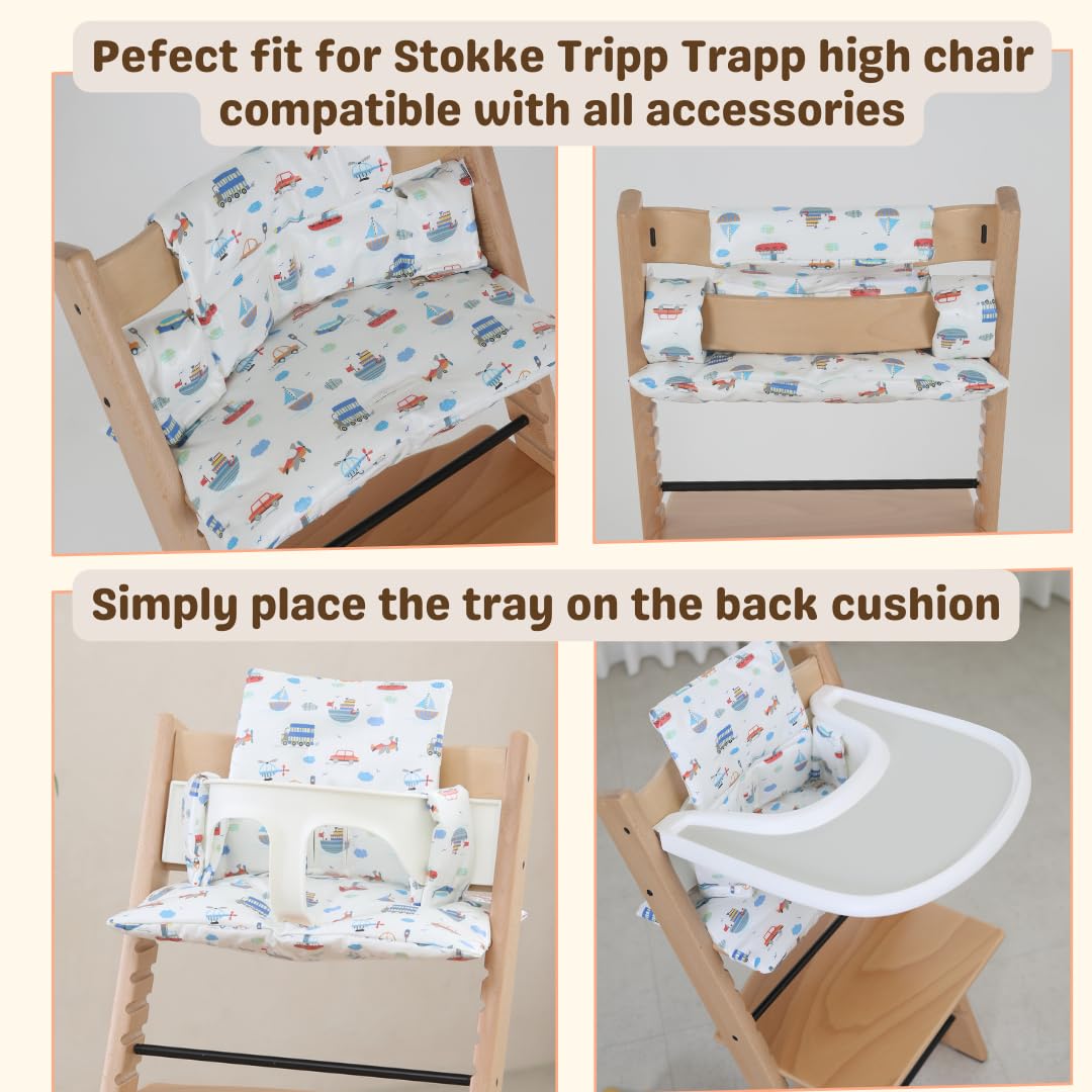 Gembebe Waterproof & Compatible Stokke Tripp Trapp Cushion Set - Easy To Clean - Made In Korea - 100% Cotton - Made For Stokke T