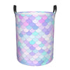 Pevtufa Rainbow Scales Foldable Laundry Basket Organizer,Fabric Clothes Toy Storage Basket Nursery Hamper Storage Bin For Househ