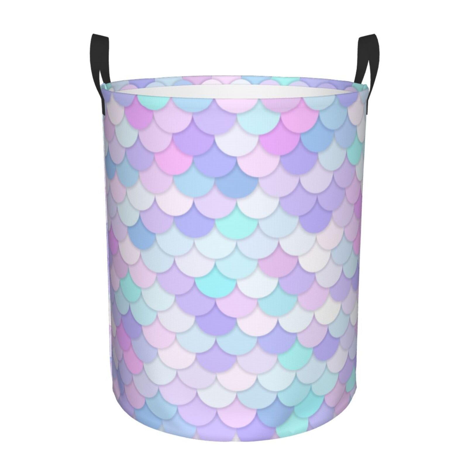 Pevtufa Rainbow Scales Foldable Laundry Basket Organizer,Fabric Clothes Toy Storage Basket Nursery Hamper Storage Bin For Househ