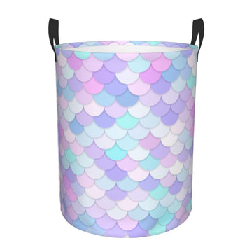 Pevtufa Rainbow Scales Foldable Laundry Basket Organizer,Fabric Clothes Toy Storage Basket Nursery Hamper Storage Bin For Househ