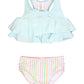 Rufflebutts Pale Rainbow Stripe Flounce Bikini - 6-12M