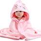 GSrenyu Hooded Baby Towel,80x80cm Animal Design Baby Bath Towel with Hood for Newborn Boys and Girls(Pink)