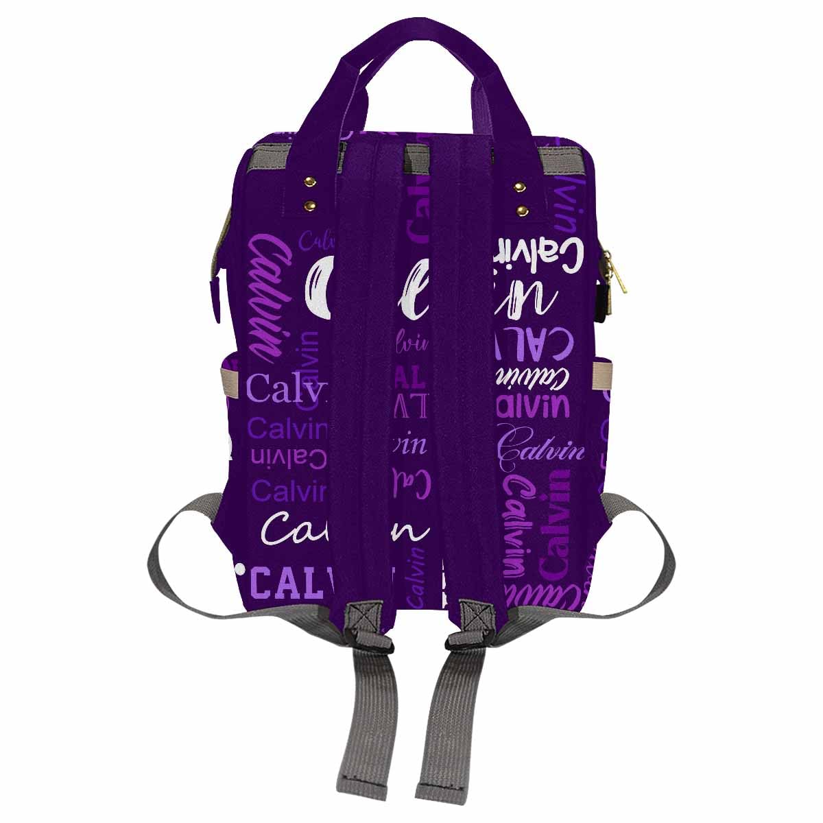 Custom Diaper Bag, Name Dark Purple Diaper Backpack Personalized Mummy Nursing Baby Bags Fashion Shoulders Bag Casual Daypack Tr