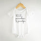 Bump And Beyond Designs Baby-Boys Hello Grandma And Grandpa Pregnancy Announcement Leotard White, 0-3 Months
