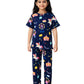 ANTHRILO Summer Carnival Circus Girls Short Sleeve Pyjama Set  Navy