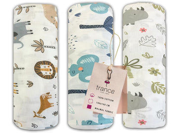 Trance Home Linen Super Ultra Soft 100% Cotton Malmal Baby Swaddle Light Soft Fabirc Baby Wrap For New Born Babies Essential | N