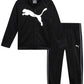 PUMA Boys Pants Set - 2 Piece Lightweight Tricot Zip Up Toddler Boys Sweatshirts and Kids Sweatpants Clothing Set, Size 3T, Blac