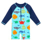 Huaaniue Baby/Toddler Boy Swimsuit Rashguard Swimwear Long Sleeve One-Piece Blue 3-4T