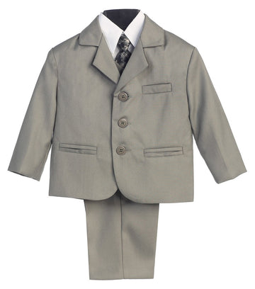 5 Piece Khaki Suit With Shirt, Vest, And Tie, Light Gray, X-Large / 18 Months