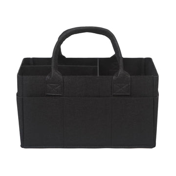 Sammy & Lou Collapsible Black Felt Storage Caddy, Divided Design To Keep Diapers, Wipes And Changing Items Organized, Two Handle