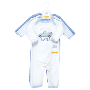 Hudson Baby Unisex Baby Cotton Coveralls, Easter Truck, 6-9 Months