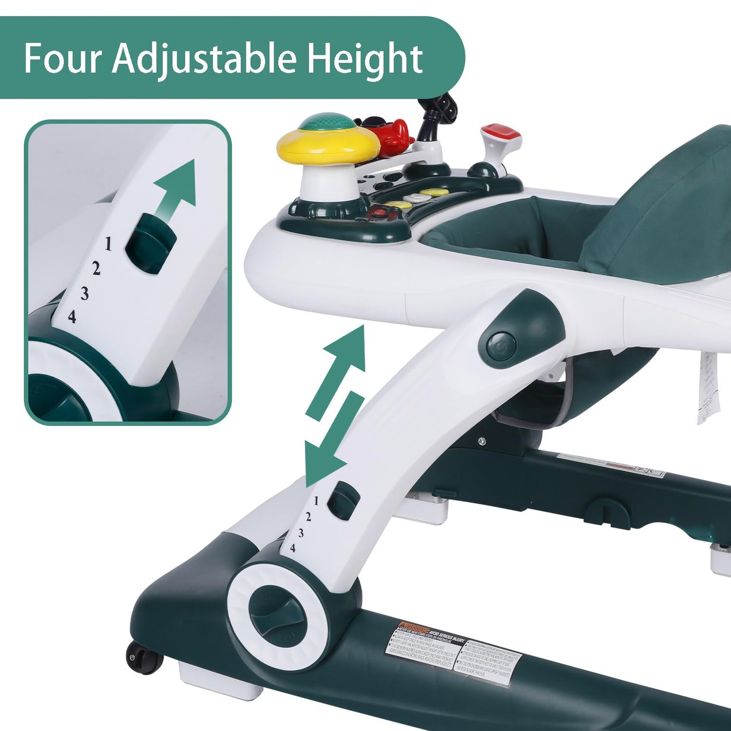 Kinder King Baby Walker With Music & Lights, 5 In 1 Baby Bouncer Activity Walker, Adjustable Height & Seat, Learning-Seated & To