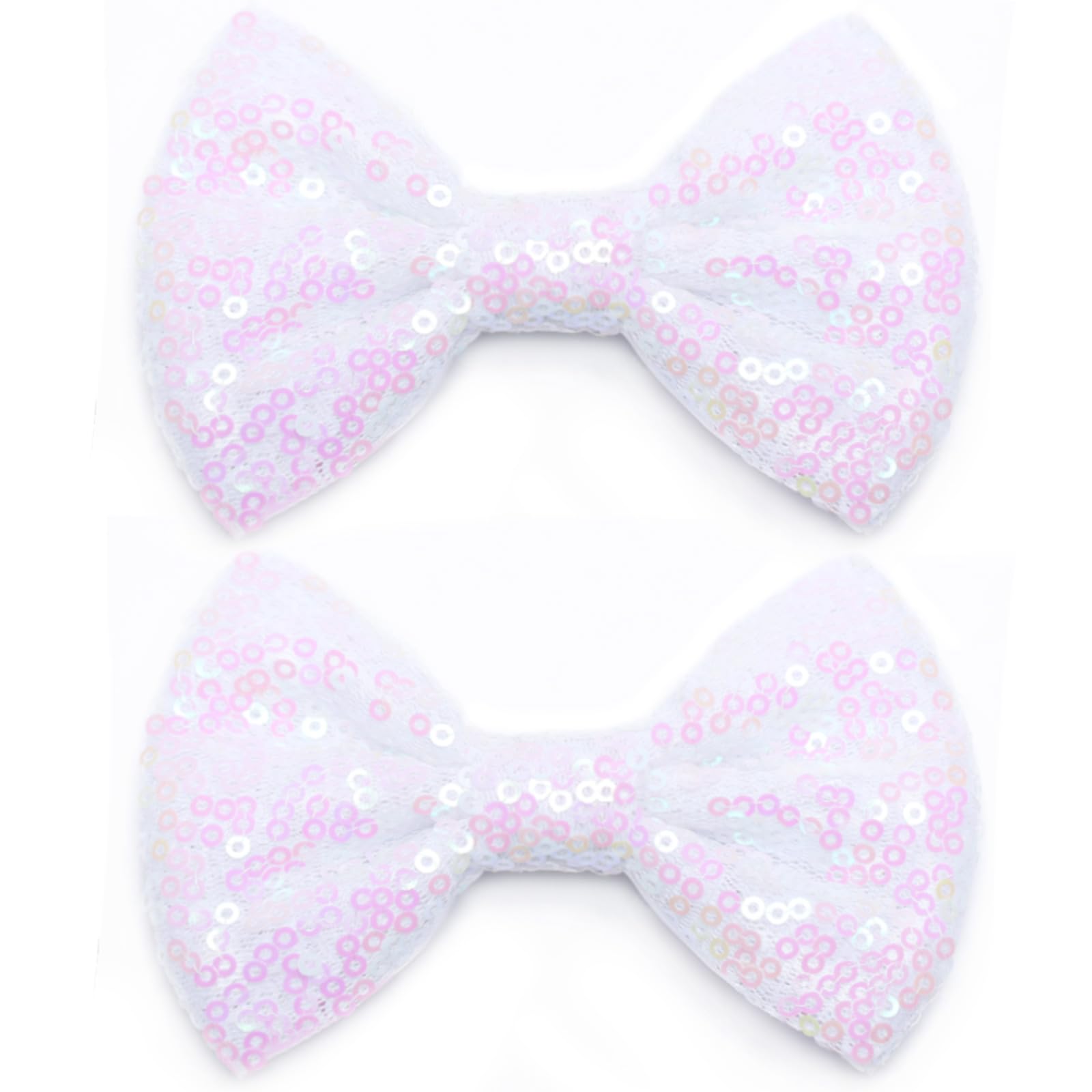 Kiszu 4 Inch Sequin Glitter Hair Bows Clips, Sparkling Bling Little Bow Hairpins Hair Accessories For Baby Girls Kids Children T