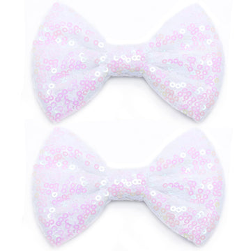 Kiszu 4 Inch Sequin Glitter Hair Bows Clips, Sparkling Bling Little Bow Hairpins Hair Accessories For Baby Girls Kids Children T