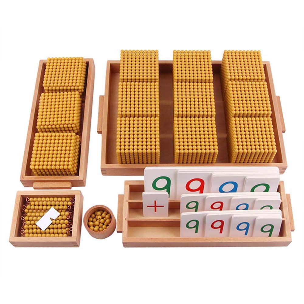 Kghios Montessori Golden Beads Materials Decimal System Bank Game Montessori Math Toys Mathematics Teaching Aids Materials Baby 